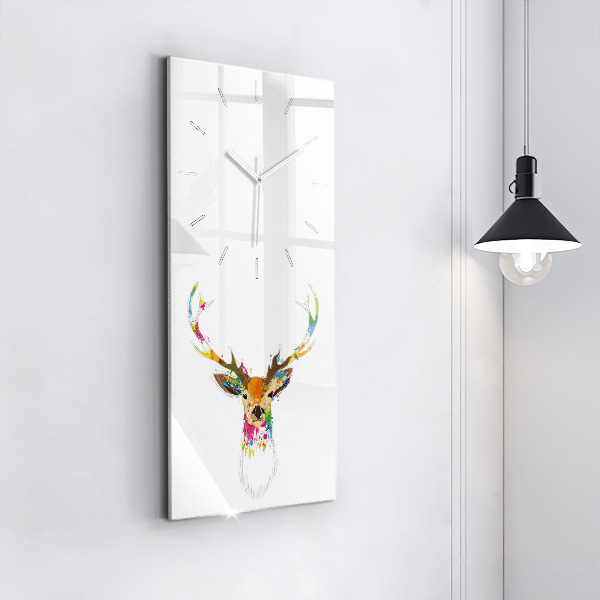 Vertical wall clock Colorful deer head