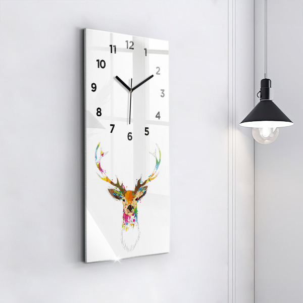 Vertical wall clock Colorful deer head