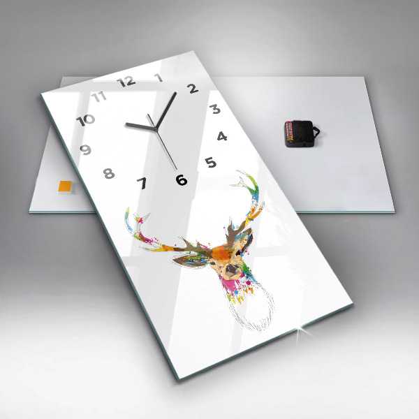 Vertical wall clock Colorful deer head