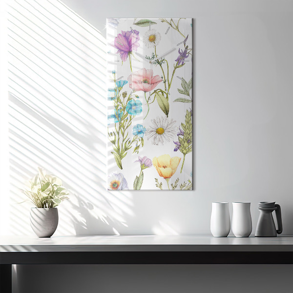 Vertical wall clock Flower Composition