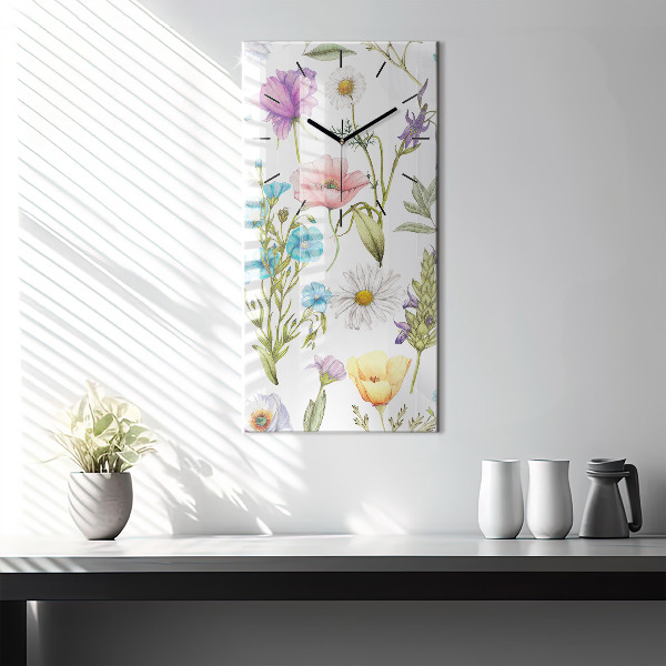 Vertical wall clock Flower Composition