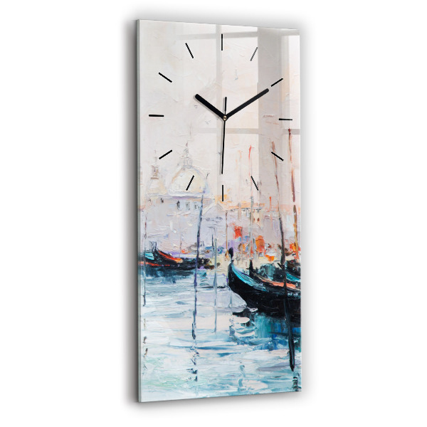 Vertical wall clock Oil painting yacht sea