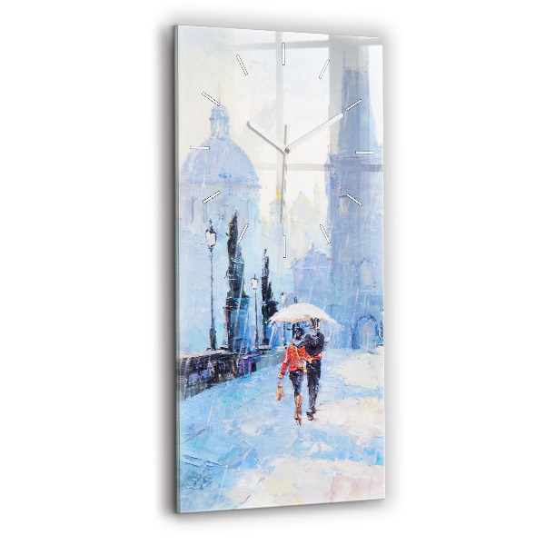 Vertical wall clock Oil art