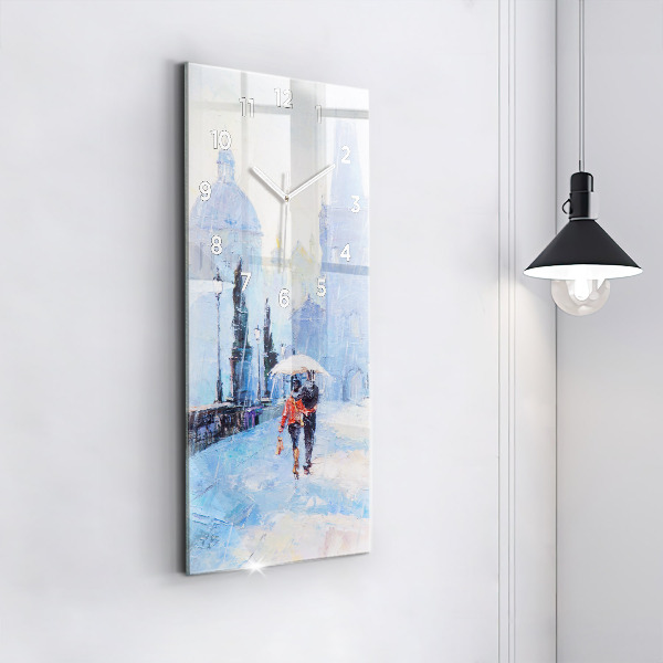 Vertical wall clock Oil art