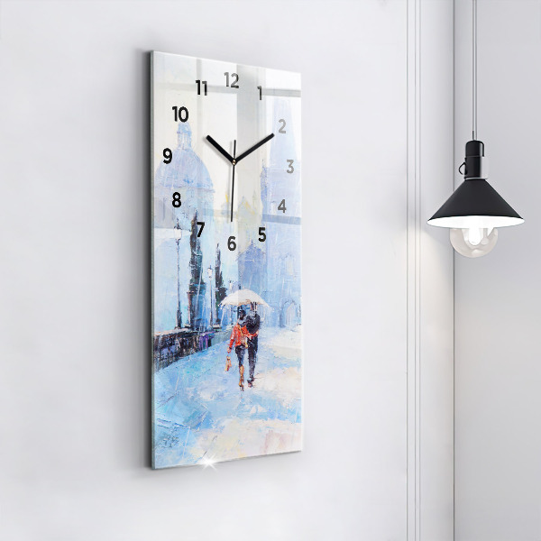 Vertical wall clock Oil art