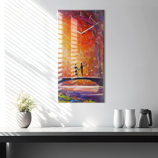 Vertical wall clock Couple in the forest