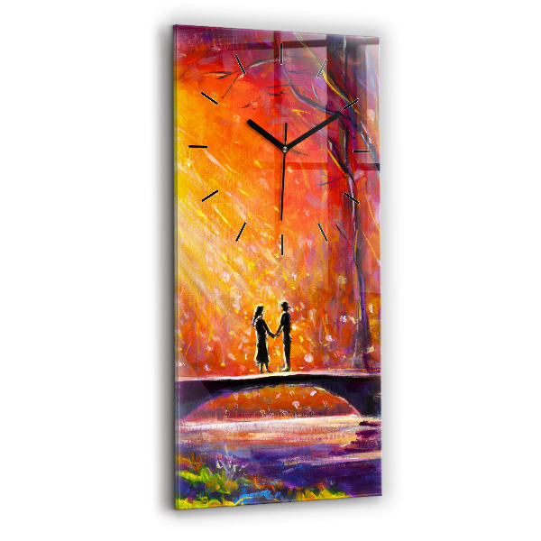Vertical wall clock Couple in the forest
