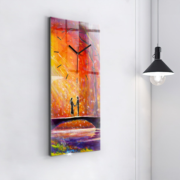 Vertical wall clock Couple in the forest