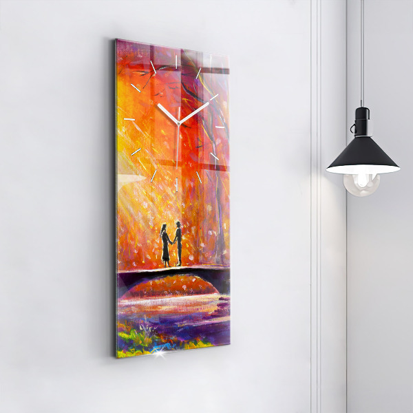 Vertical wall clock Couple in the forest