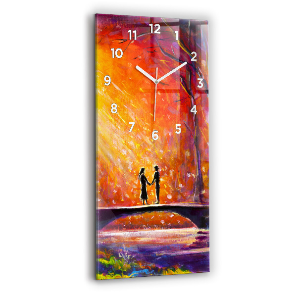 Vertical wall clock Couple in the forest