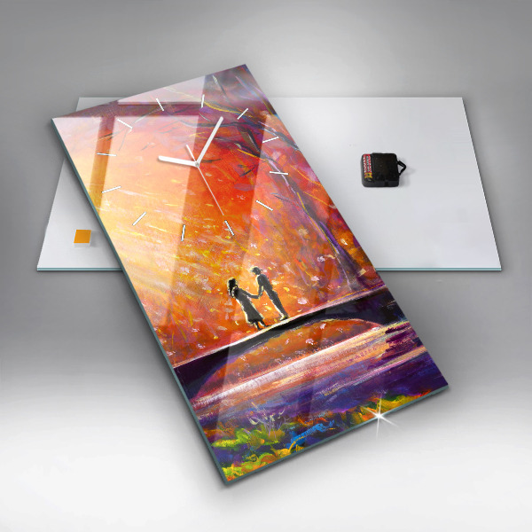 Vertical wall clock Couple in the forest