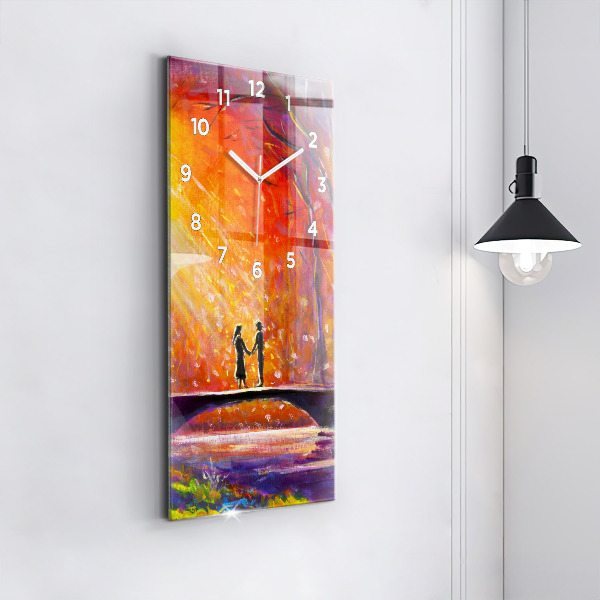 Vertical wall clock Couple in the forest