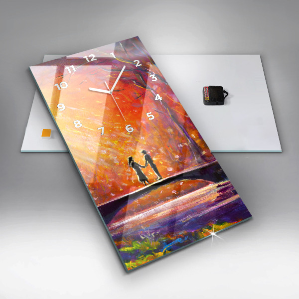 Vertical wall clock Couple in the forest
