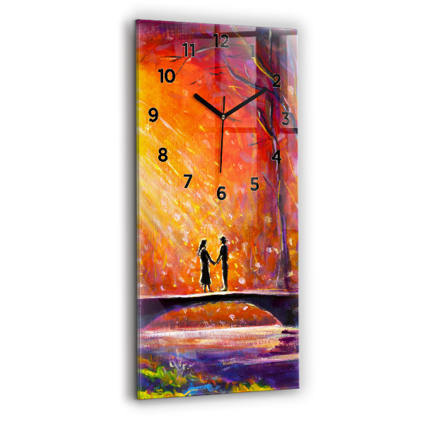 Vertical wall clock Couple in the forest