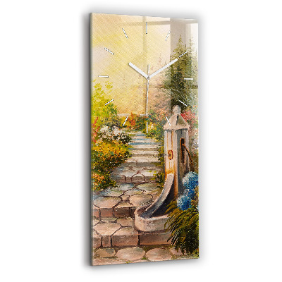 Vertical wall clock Oil composition in the forest