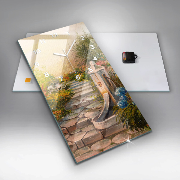 Vertical wall clock Oil composition in the forest