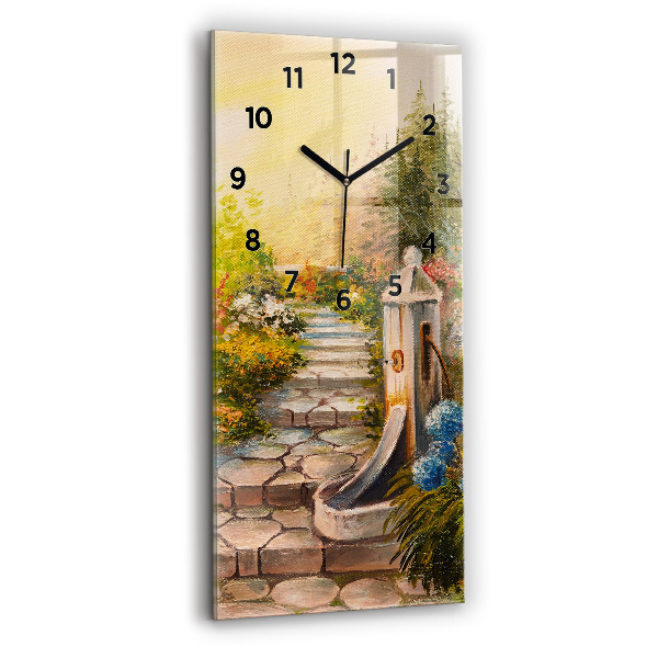 Vertical wall clock Oil composition in the forest