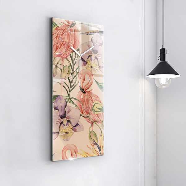 Vertical wall clock Tropical palm leaves