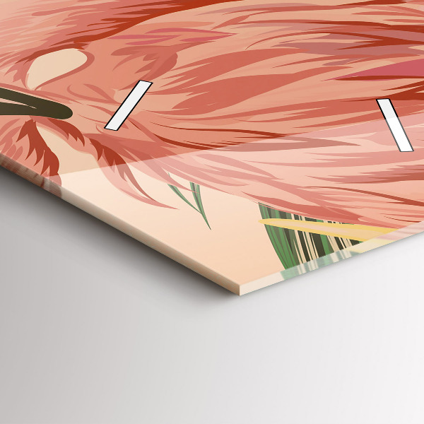 Vertical wall clock Tropical palm leaves