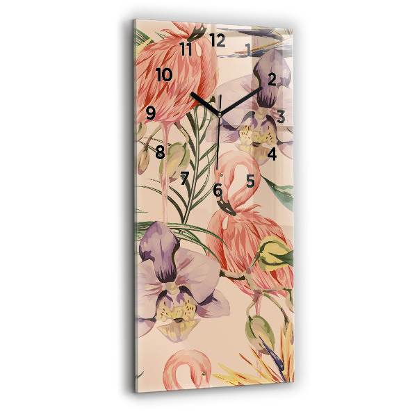 Vertical wall clock Tropical palm leaves