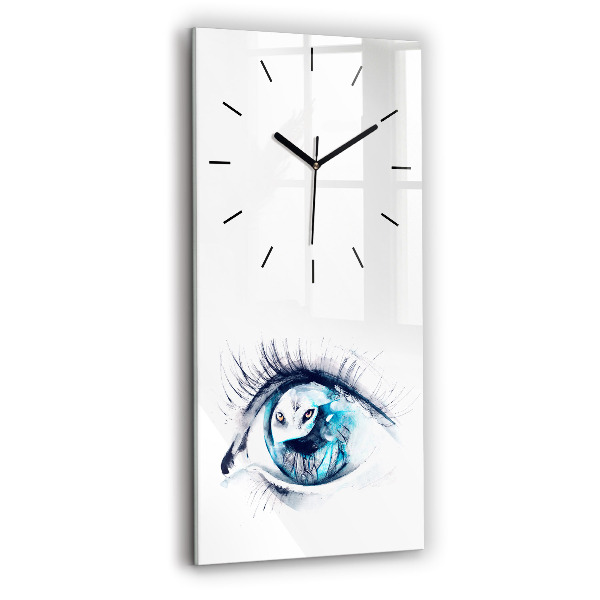 Vertical wall clock Wolf Eye Illustration