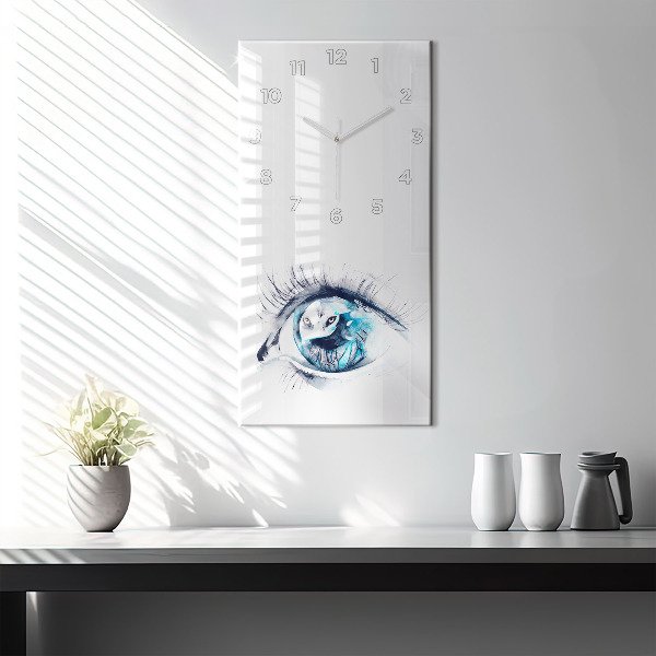 Vertical wall clock Wolf Eye Illustration