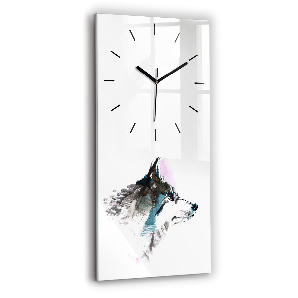 Vertical wall clock Painted Wolf Profile