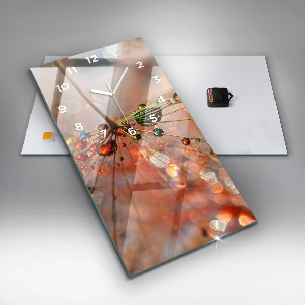 Vertical wall clock Dandelion with dew