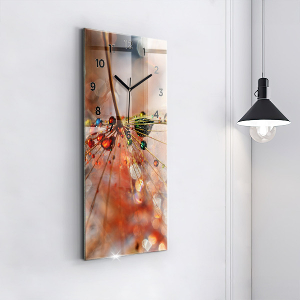Vertical wall clock Dandelion with dew