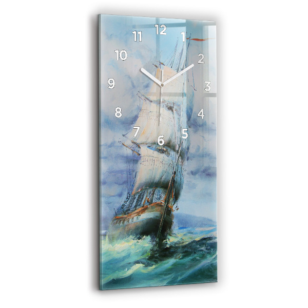 Vertical wall clock A ship on the water
