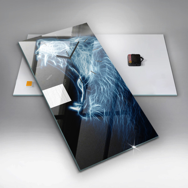 Vertical wall clock Wild lion