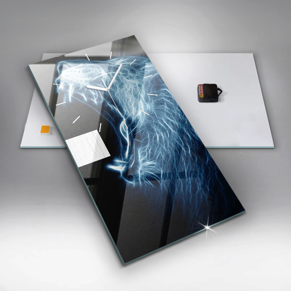 Vertical wall clock Wild lion