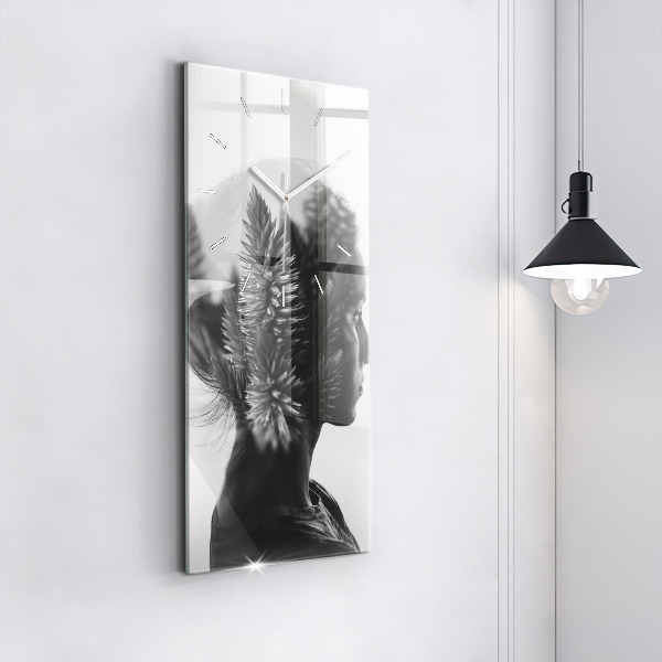 Vertical wall clock Portrait of a woman