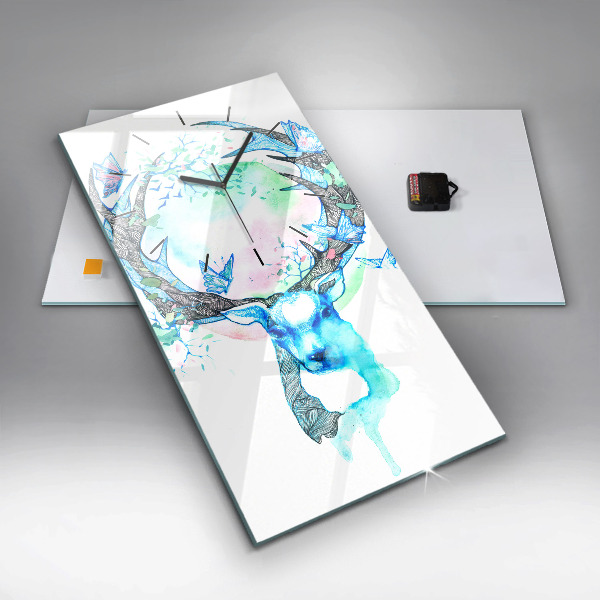 Vertical wall clock Deer illustration