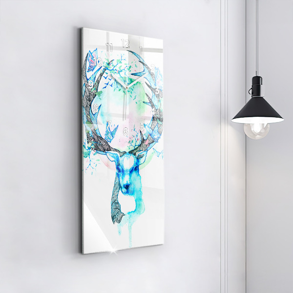 Vertical wall clock Deer illustration