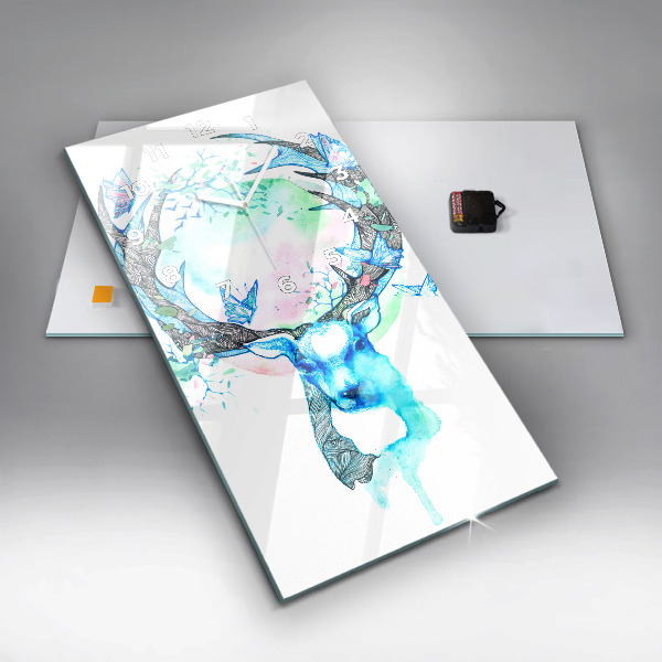 Vertical wall clock Deer illustration