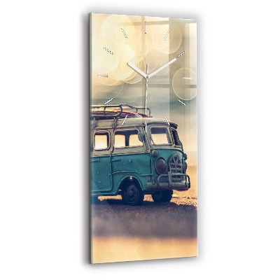Vertical wall clock Camper on the beach