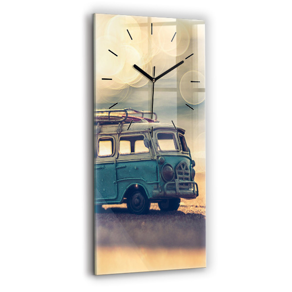 Vertical wall clock Camper on the beach