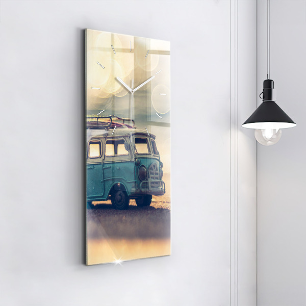 Vertical wall clock Camper on the beach