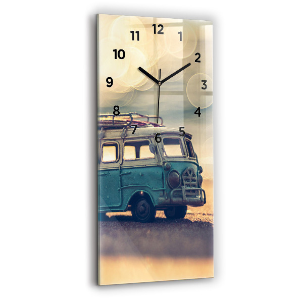 Vertical wall clock Camper on the beach