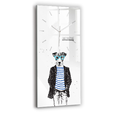 Vertical wall clock A dog in a human body