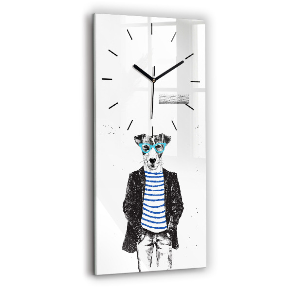 Vertical wall clock A dog in a human body