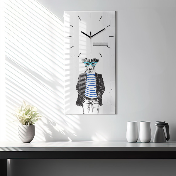 Vertical wall clock A dog in a human body