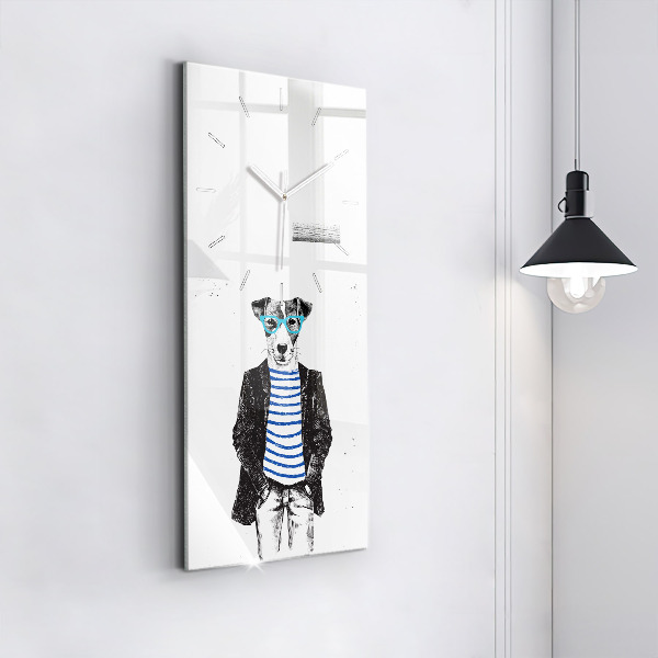 Vertical wall clock A dog in a human body