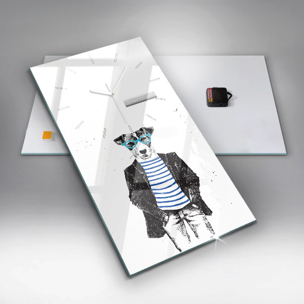 Vertical wall clock A dog in a human body