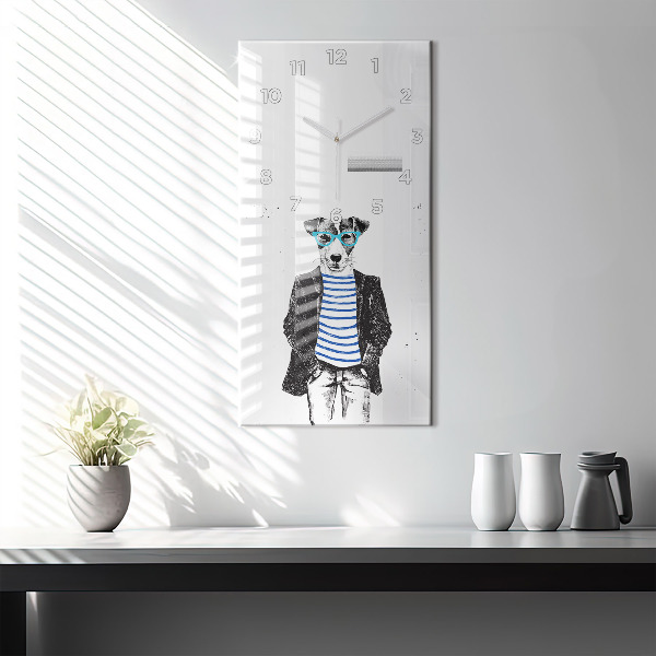 Vertical wall clock A dog in a human body