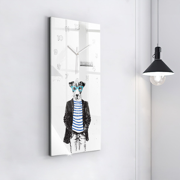 Vertical wall clock A dog in a human body