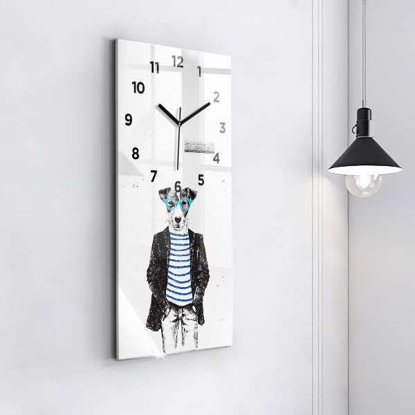 Vertical wall clock A dog in a human body