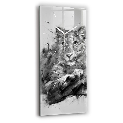 Vertical wall clock Painted lion