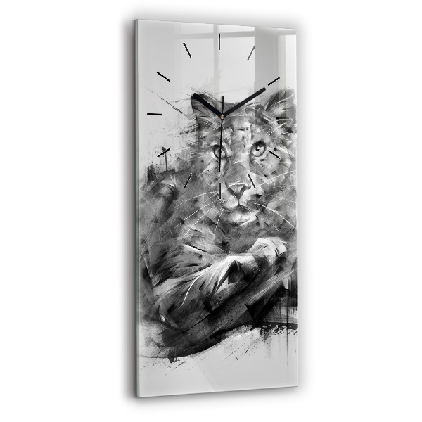 Vertical wall clock Painted lion